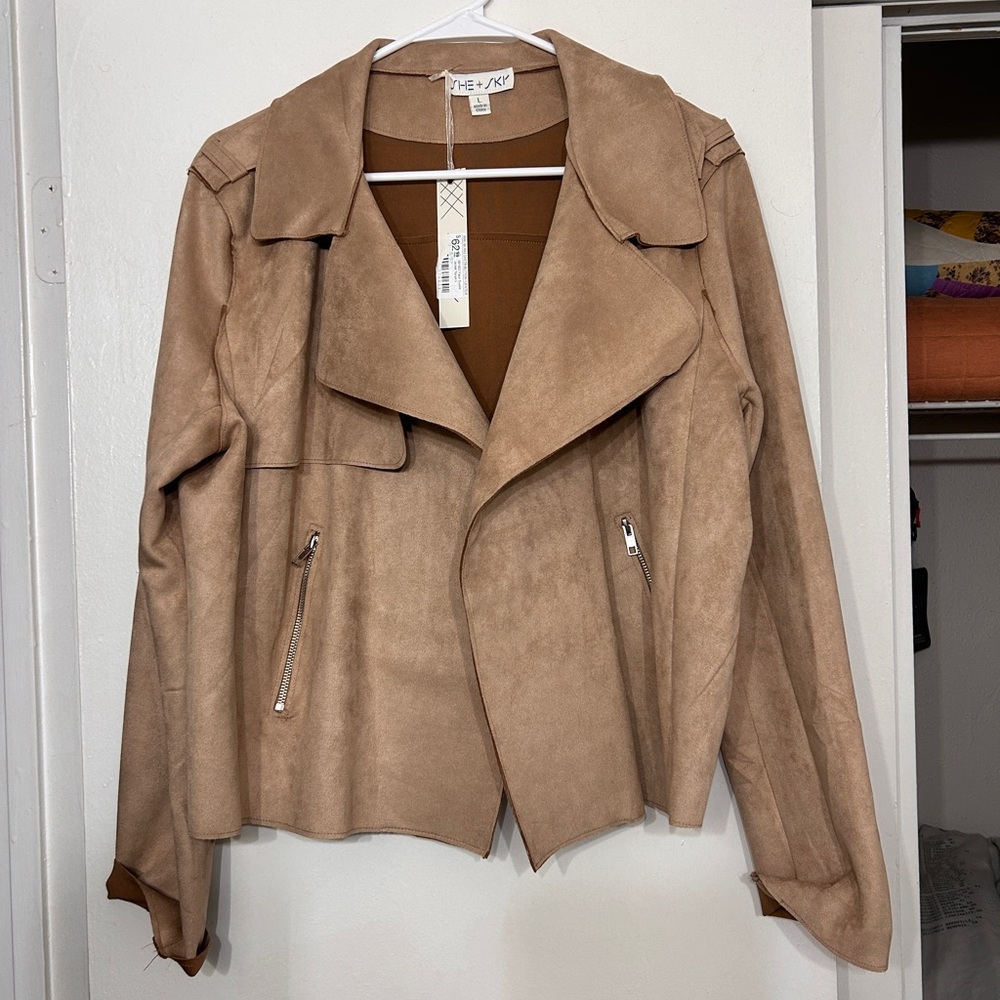 She + Sky Suede Tan/Brown Jacket Size L